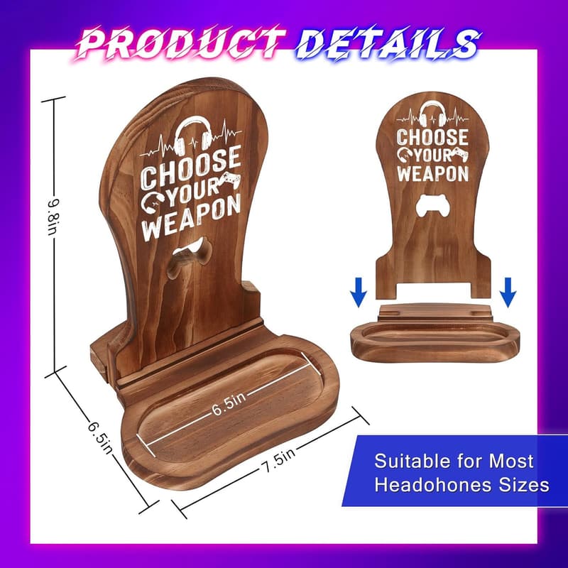 Gamer Gift - Wood Headset Stand for Men & Teens