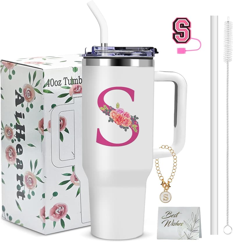 Custom Travel Tumbler for Women - Monogrammed Birthday Gift
