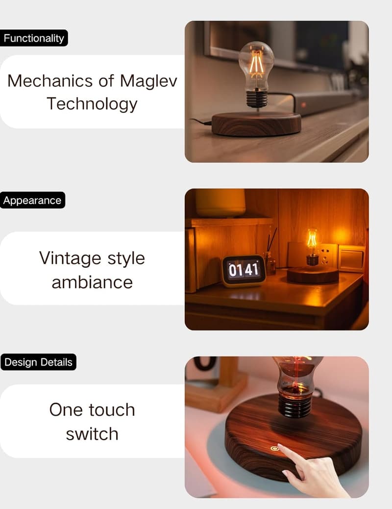 Magnetic Floating Bulb Lamp for Unique Home Office Decor