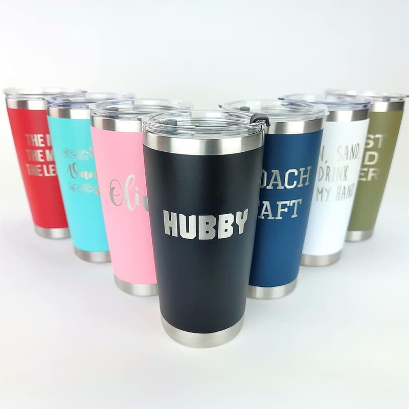 Personalized Navy Blue Insulated Tumbler with Lid - Custom Gift