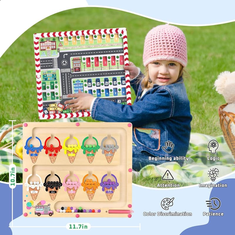 Magnetic Color & Number Maze Montessori Toy for Toddlers