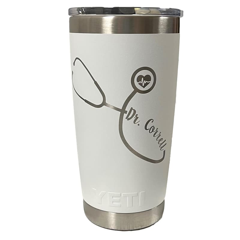 Personalized Stethoscope Travel Mug - Engraved Stainless Steel