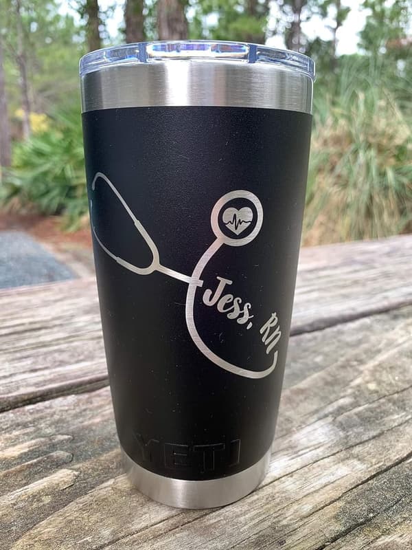 Personalized Stethoscope Travel Mug - Engraved Stainless Steel