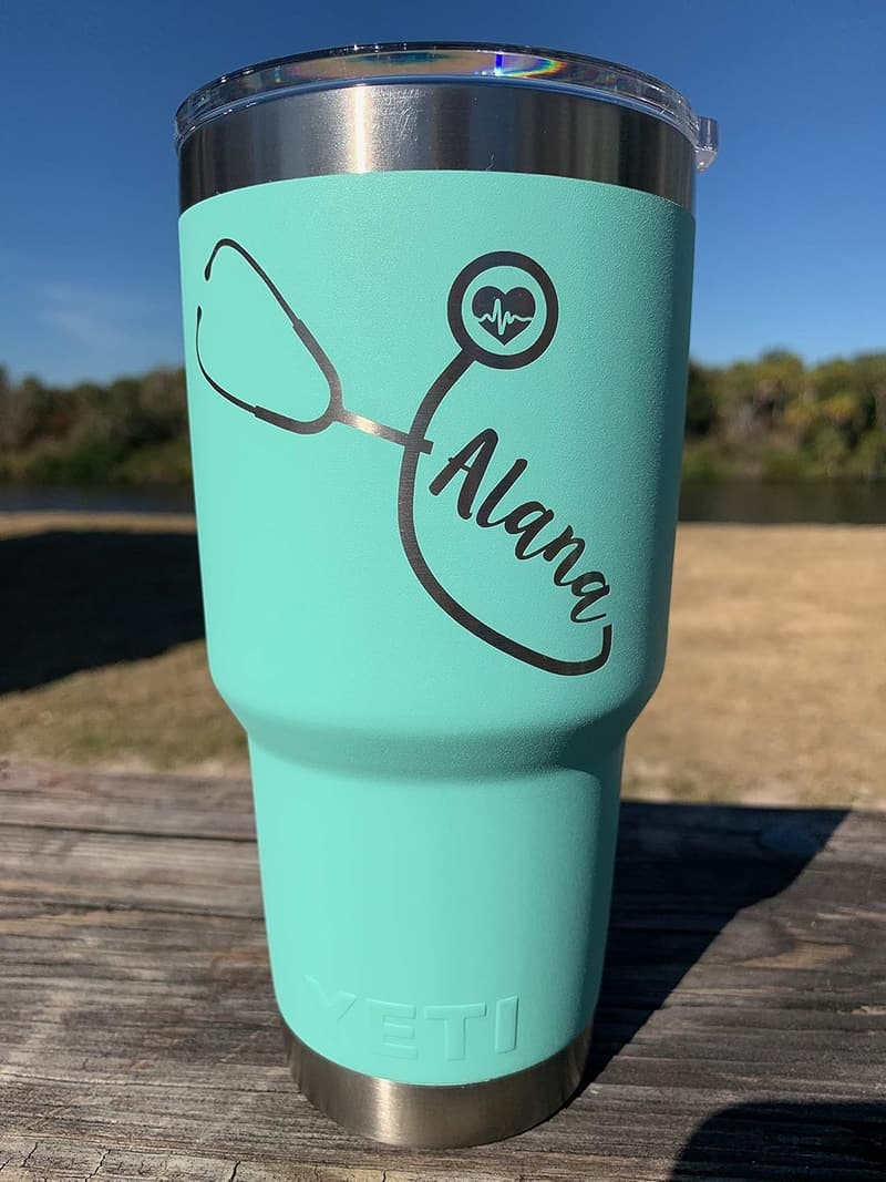 Personalized Stethoscope Travel Mug - Engraved Stainless Steel