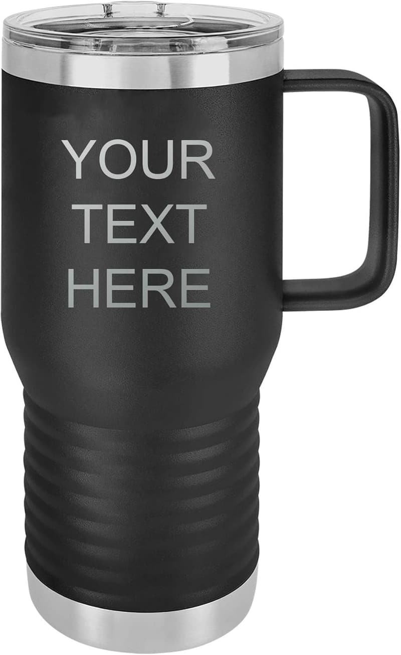 Customizable 20 oz Insulated Stainless Steel Travel Mug - Black