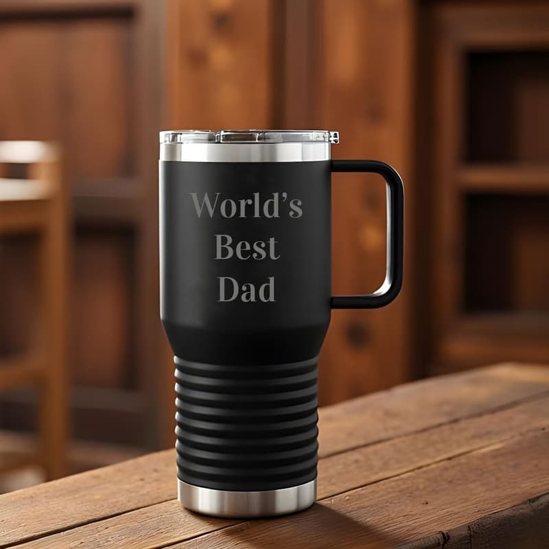 Customizable 20 oz Insulated Stainless Steel Travel Mug - Black