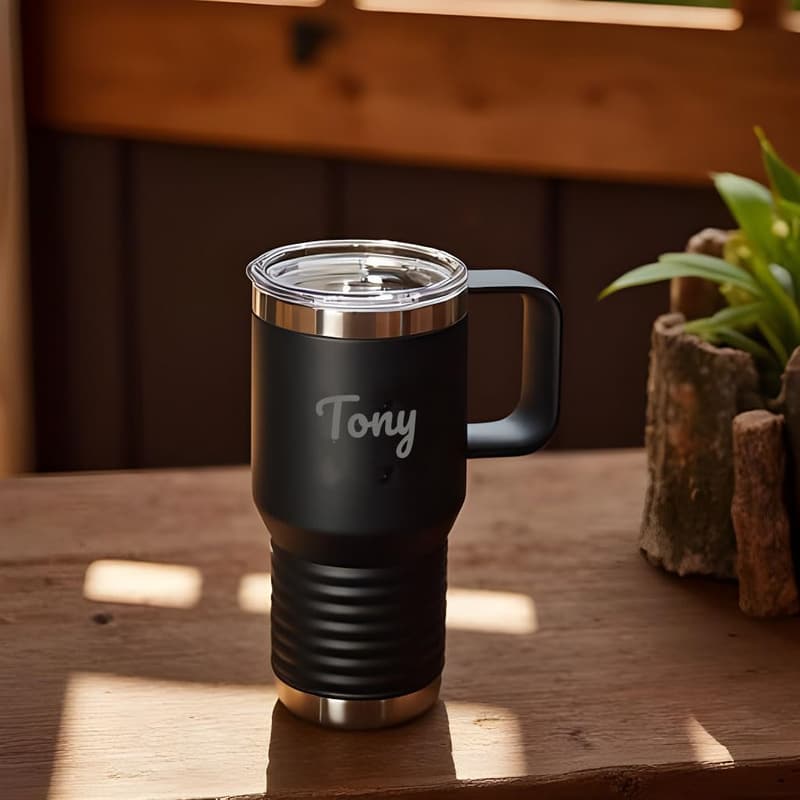 Customizable 20 oz Insulated Stainless Steel Travel Mug - Black