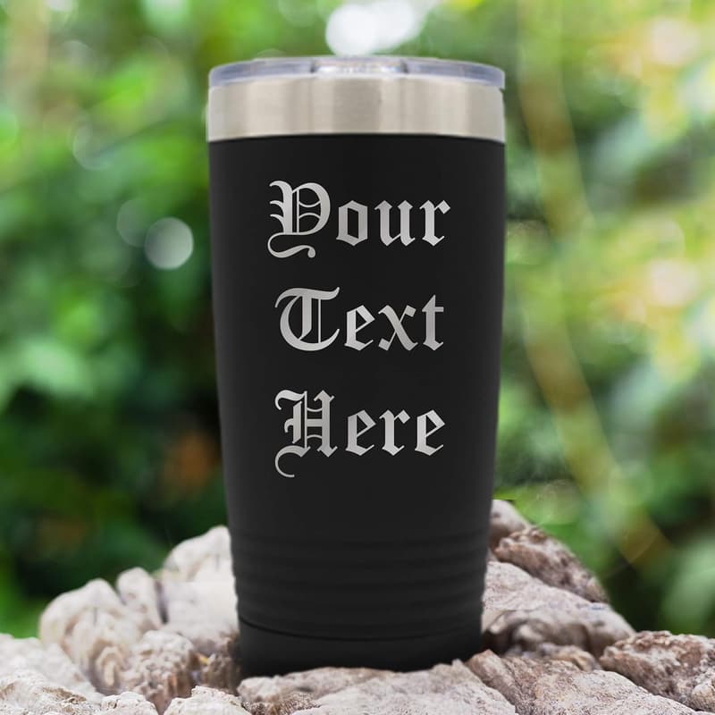 Customized Stainless Steel Travel Tumbler - Engraved Gift for Him/Her (20 oz, Black)