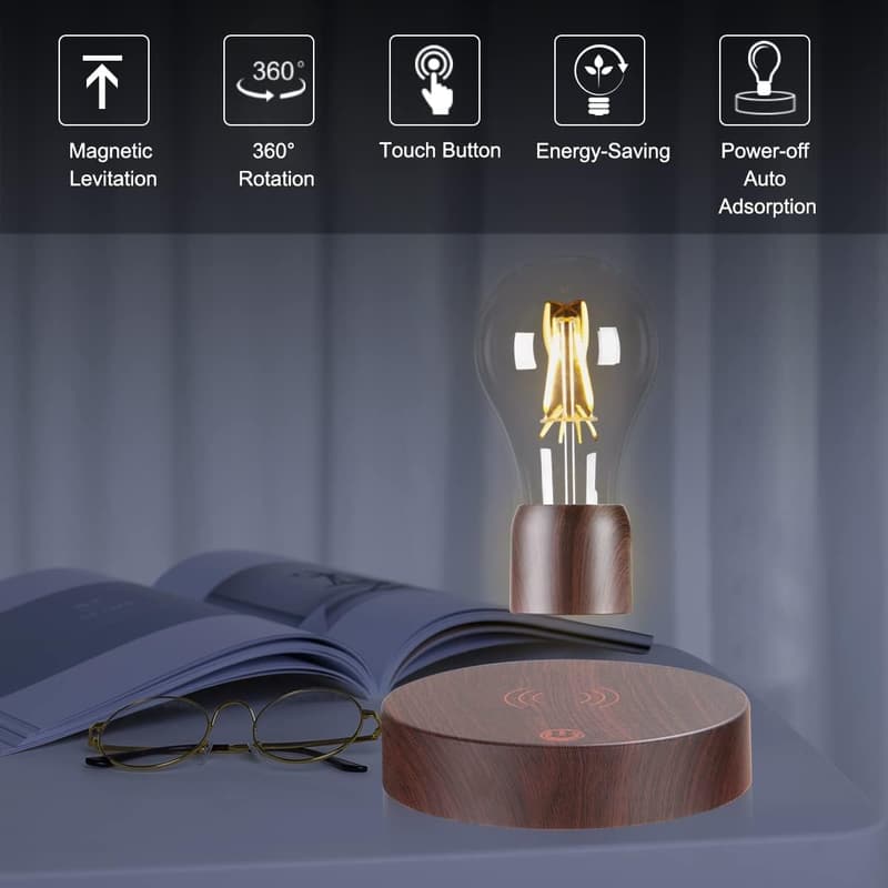 Magnetic Levitating LED Desk Lamp with Wooden Base