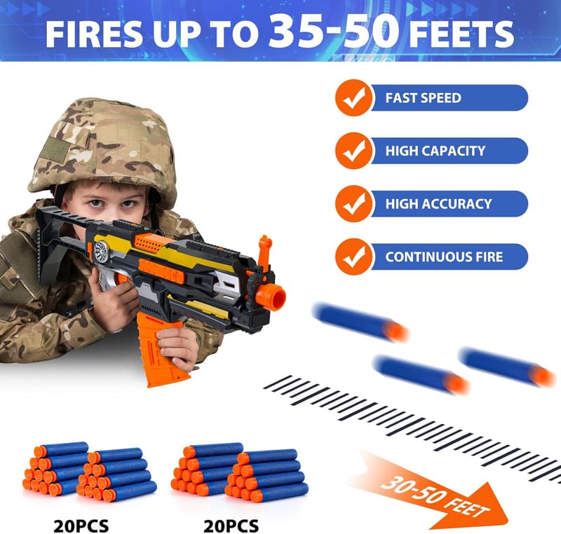 Electric Foam Blaster Toy Gun with 40 Bullets for Kids