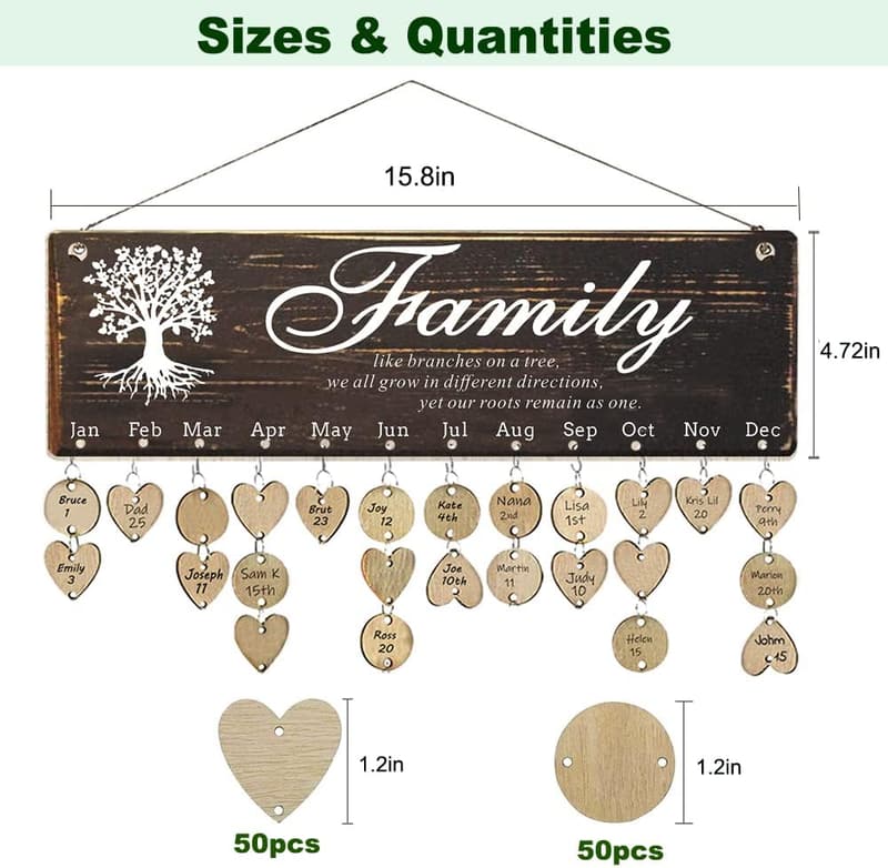 Elderly Birthday Tracker Calendar Board for Grandma