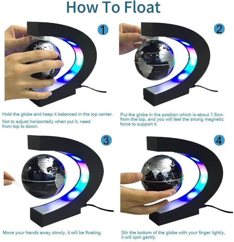 Magnetic Levitation Globe with LED Lights for Desk Decoration