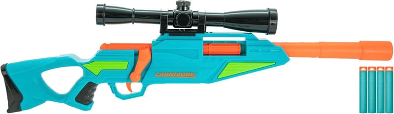 Carnivore Blaster Dart Gun with 4 Darts & Scope for Kids 6+