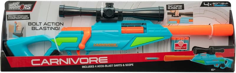 Carnivore Blaster Dart Gun with 4 Darts & Scope for Kids 6+
