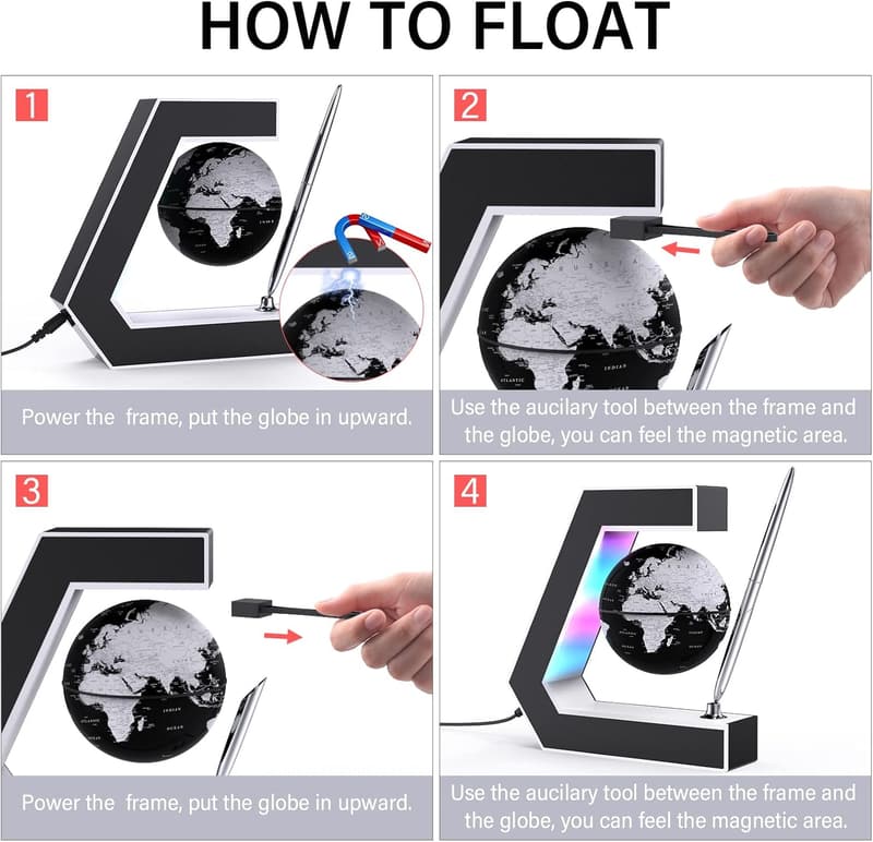 Magnetic Levitating Globe with LED Lights for Desk Decor