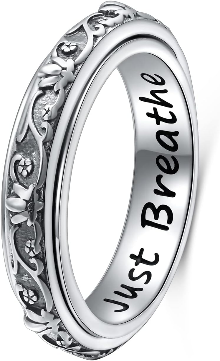 Sterling Silver Anxiety Relief Spinner Ring for Men & Frauen