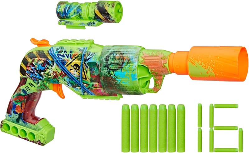 NERF Zombie Driller Dart Blaster with 16 Elite Darts, Ages 8+