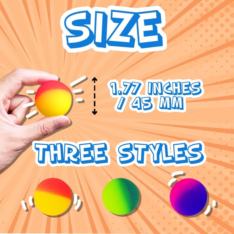 Jumbo 45mm Bouncy Balls - 24 PCS Assorted Colors for Kids' Parties
