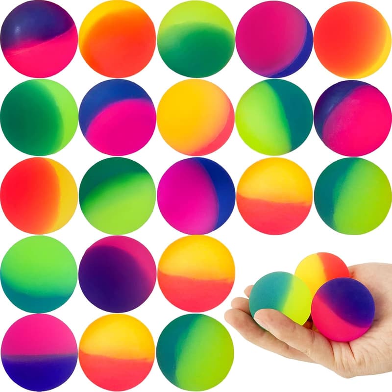18 Pcs Jumbo Super Bouncy Balls for Kids - Assorted Colors