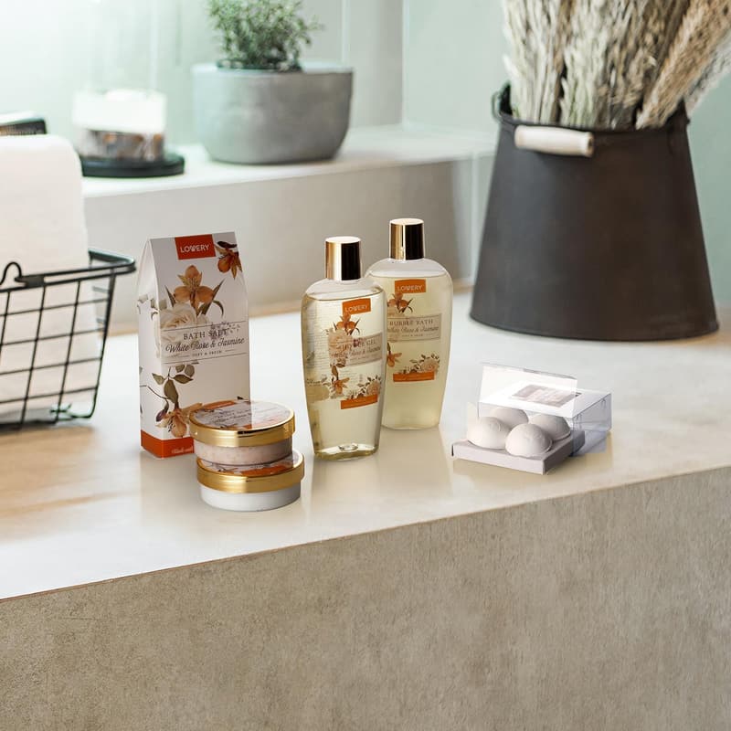 Luxurious White Rose & Jasmine Spa Gift Basket for Couples
