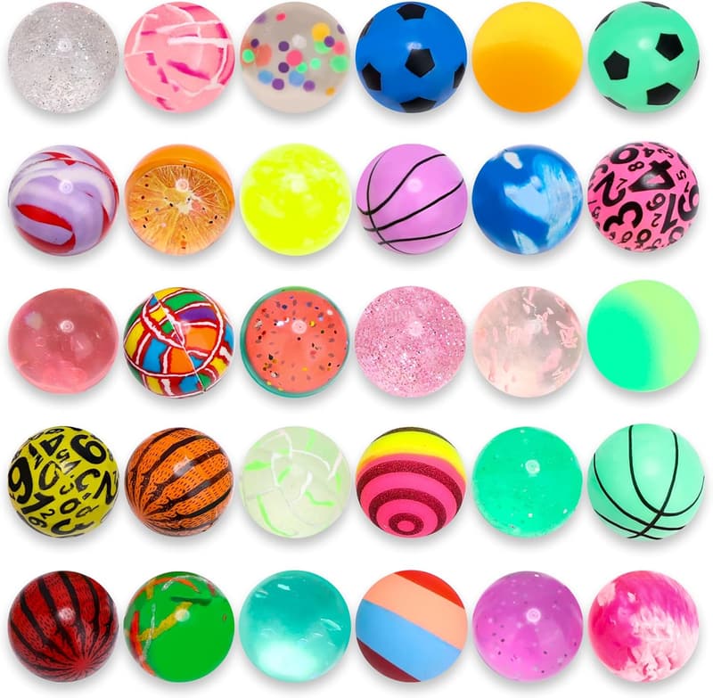 Assorted Multicolor Bouncy Balls for Kids - 30 Pack