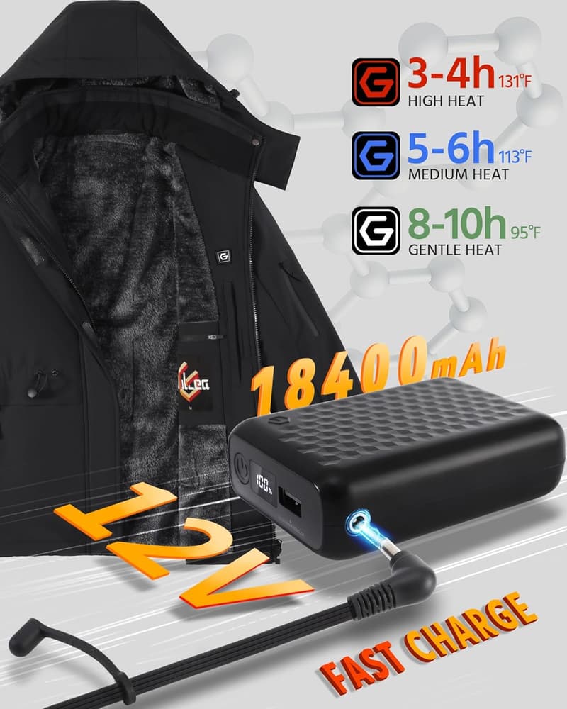 Heated Graphene Jacket for Women - 12V 18400mAh, Fast Charge