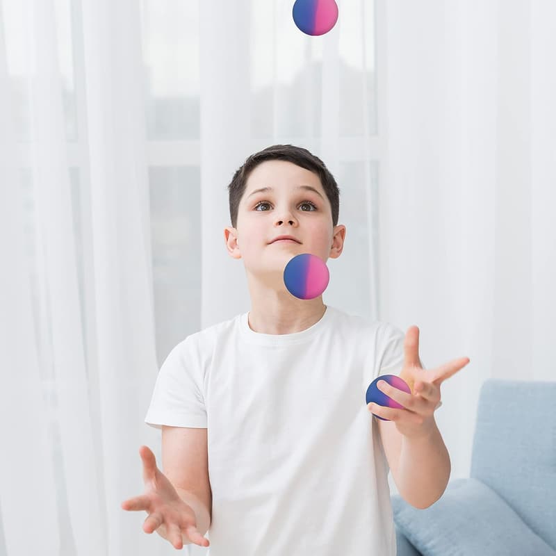 Bouncy Balls Gift Set - 5 Large ICY Rubber Balls for Kids