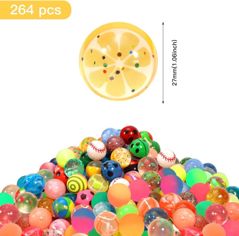 Bouncy Balls Party Favors - 264pcs Rubber Balls for Kids