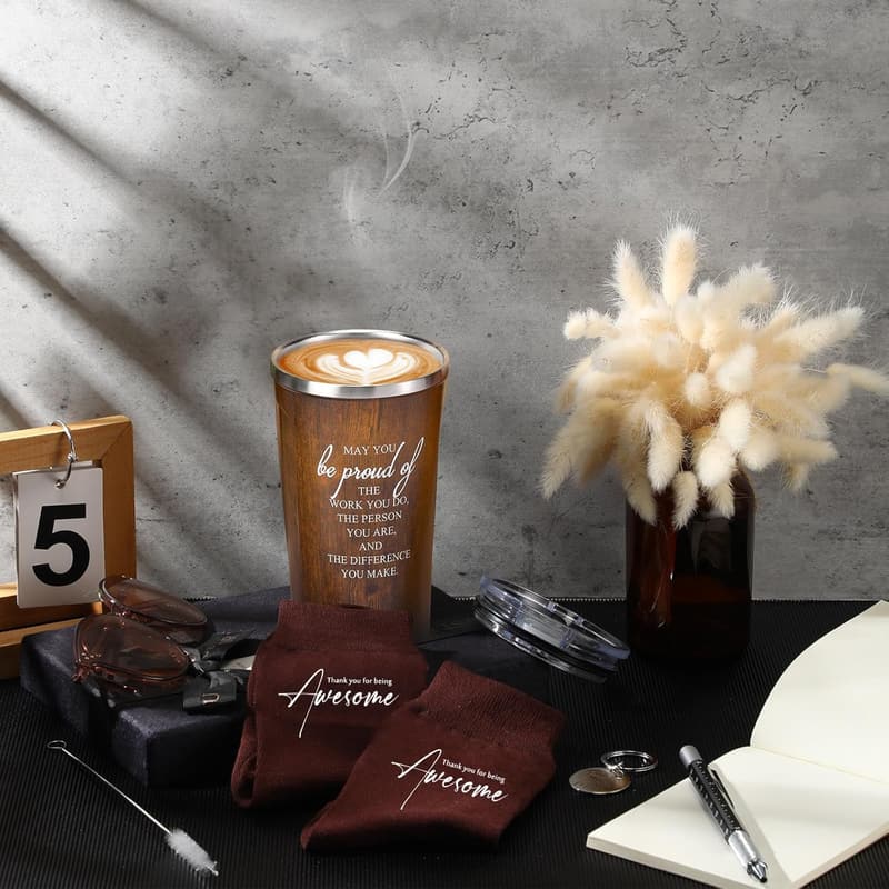 Father's Day Appreciation Set for Men: Tumbler, Keychain, Pen & Socks