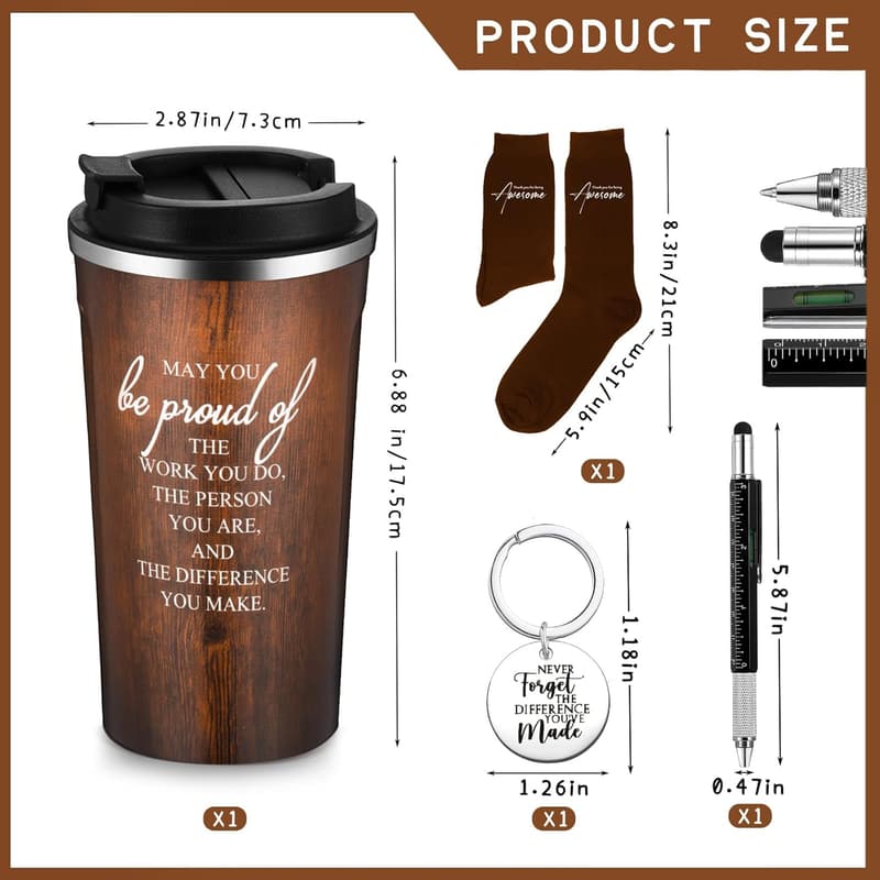 Father's Day Appreciation Set for Men: Tumbler, Keychain, Pen & Socks