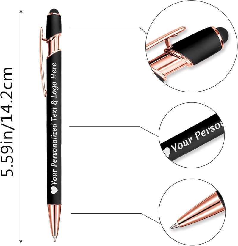 Personalized Rose Gold Stylus Pens for Women – 20 Custom Engraved Gifts