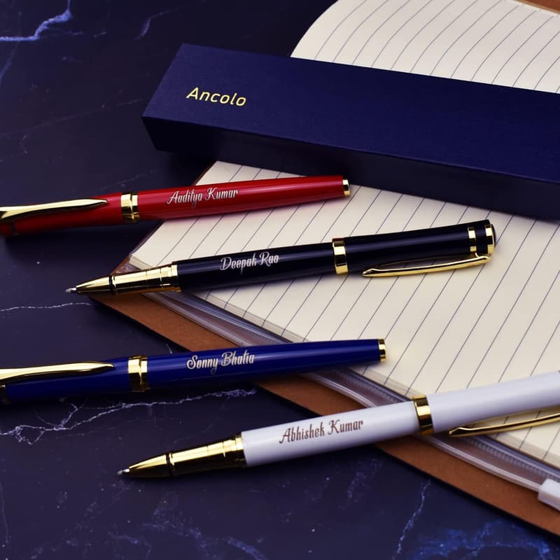 Engraved Metal Pen Set with Gift Box and Refills for Colleagues