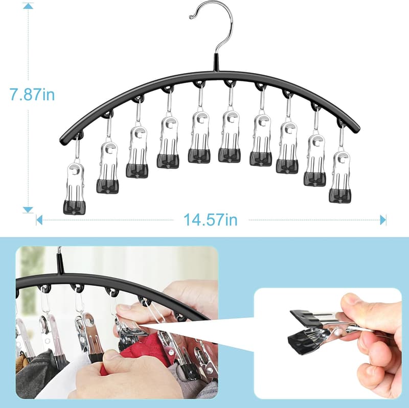 Hat Organizer with Clips for Closet - 2-Pack Metal Display