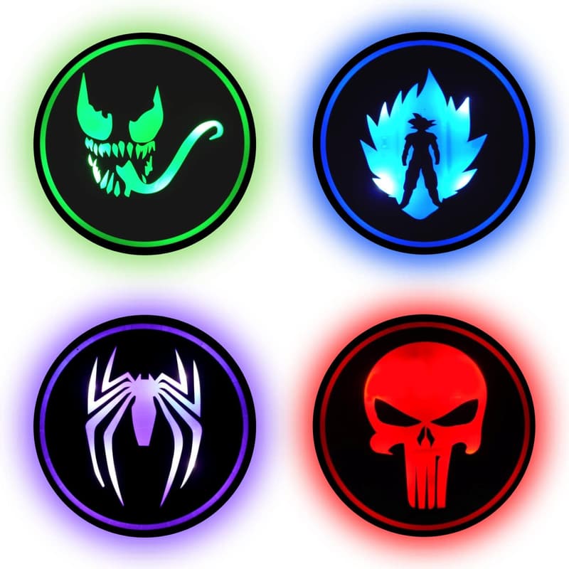 LED Gaming Coasters - Rechargeable Anime Desk Decor