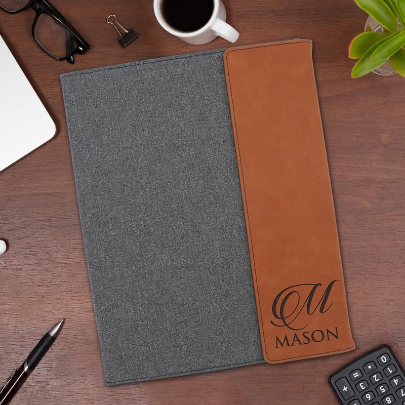 Customized Portfolio with Monogrammed Flap - Engraved Gift for Teachers and Students