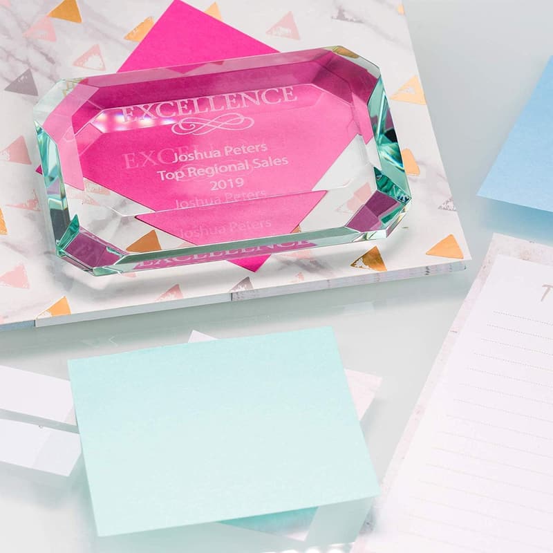 Employee Appreciation Jade Glass Paperweight - Engraved Gift Box