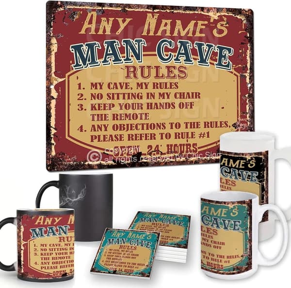 Personalized Vintage Man Cave Rules Metal Sign 9