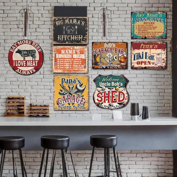 Personalized Vintage Man Cave Rules Metal Sign 9
