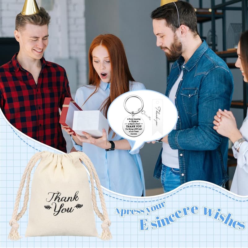 Employee Appreciation Gifts Set: Keychains, Bags & Cards (36 Pcs)