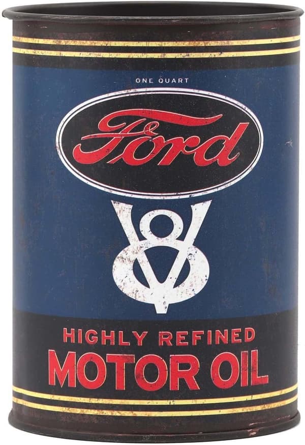 Vintage Ford V8 Motor Oil Metal Can - Perfect for Man Cave