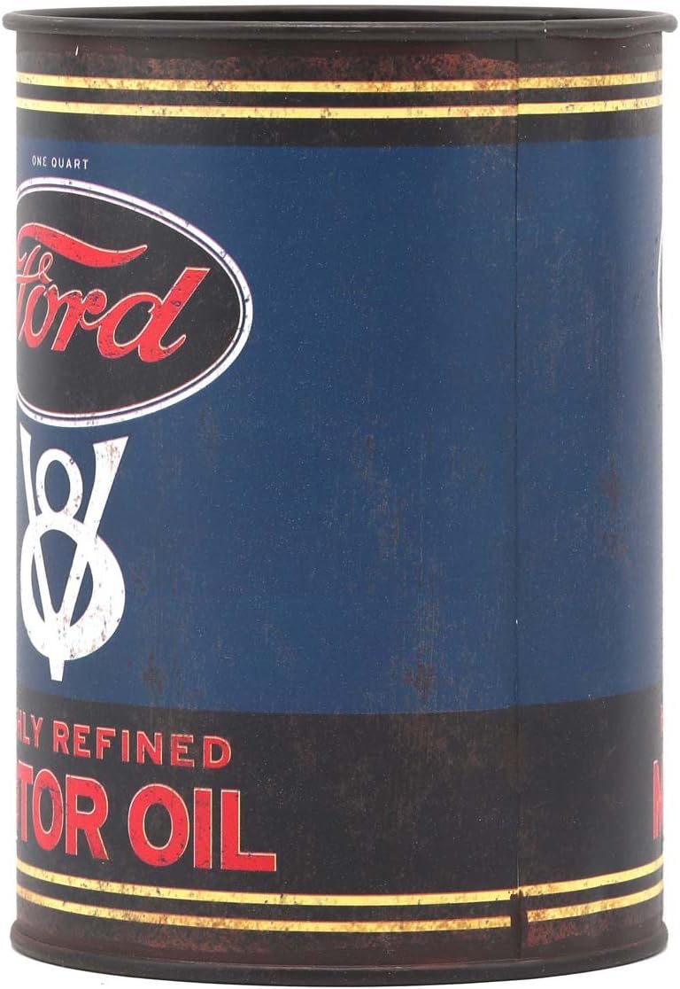 Vintage Ford V8 Motor Oil Metal Can - Perfect for Man Cave