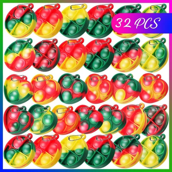Christmas Classroom Favors: 32-Pack Mini Fidget Keychains for Kids