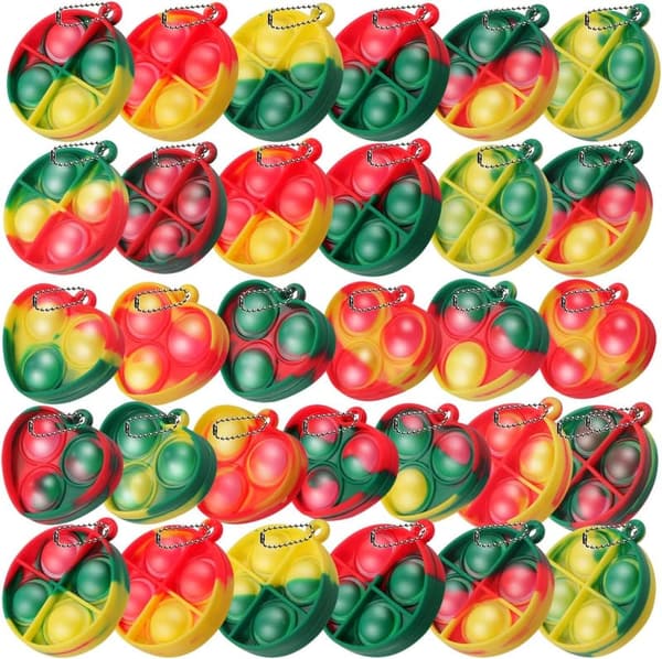 Christmas Classroom Favors: 32-Pack Mini Fidget Keychains for Kids