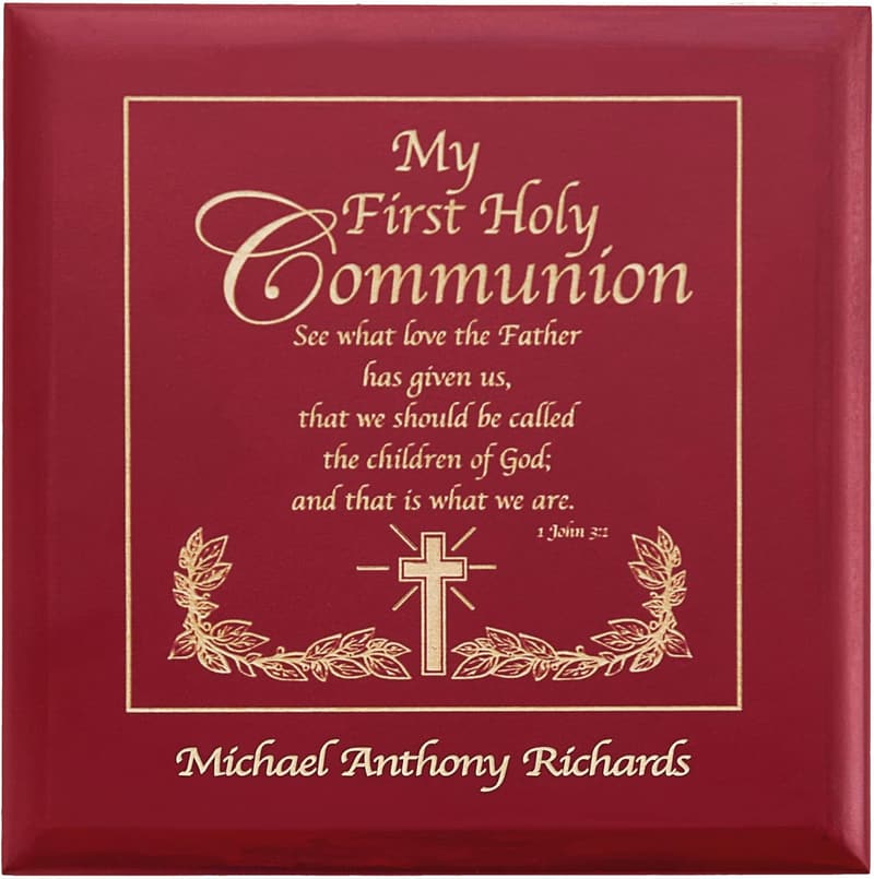 Personalized First Communion Keepsake Box - Natural Wood