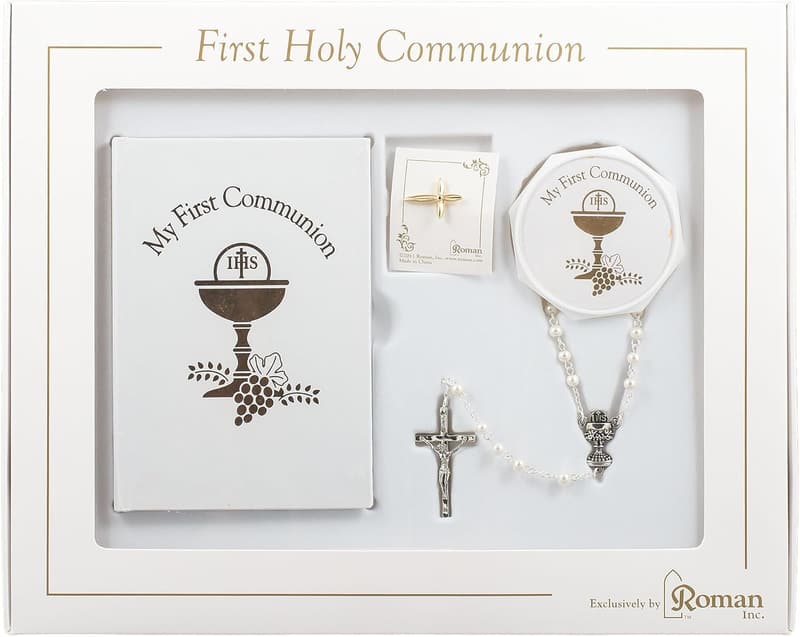 First Communion 5-Piece Gift Set for Girls – White & Gold