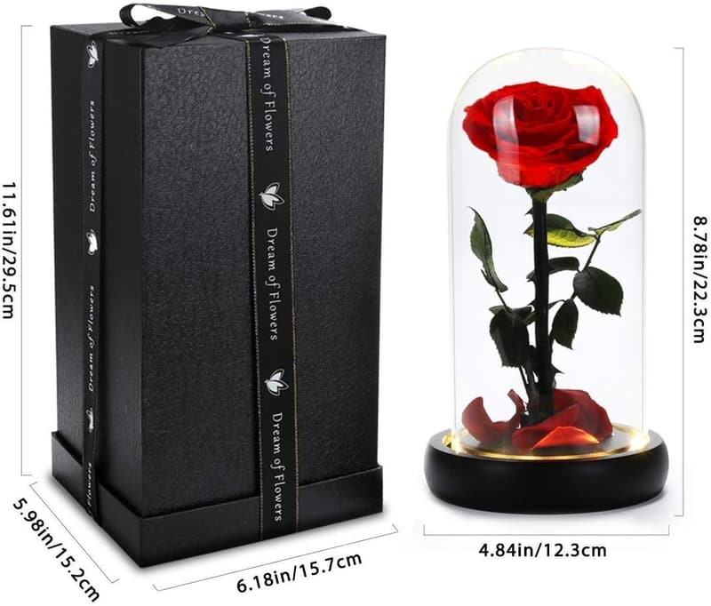 Preserved Rose in Glass Dome - Birthday Gifts for Mom