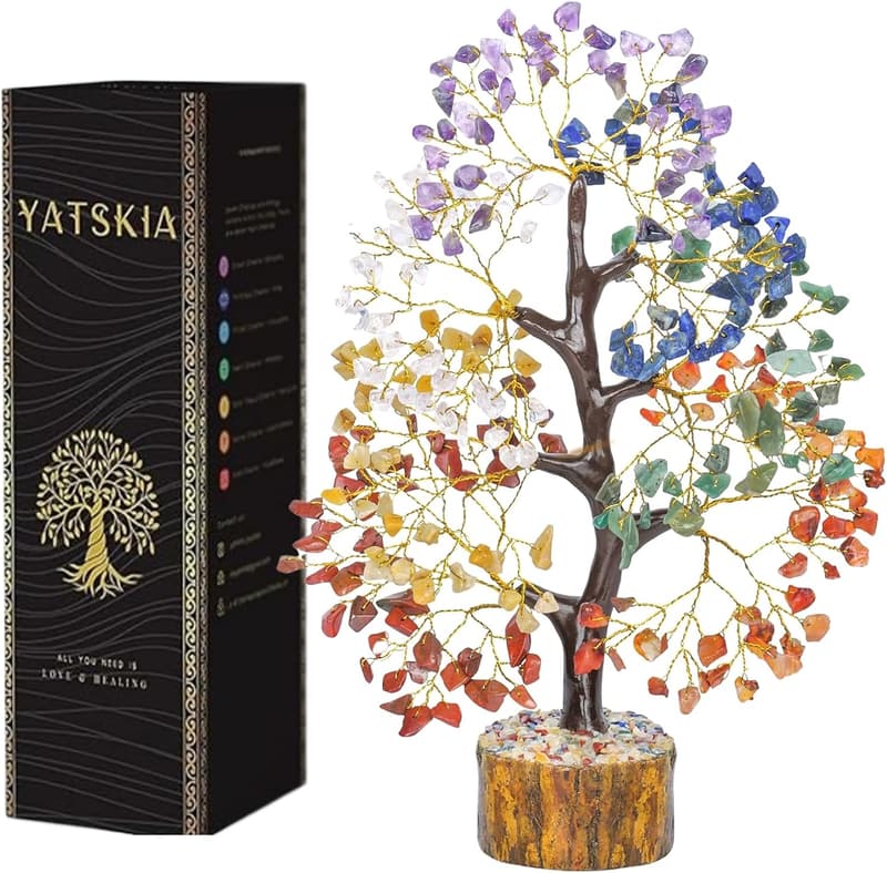 Chakra Tree of Life Decor with Healing Crystals for Positive Energy