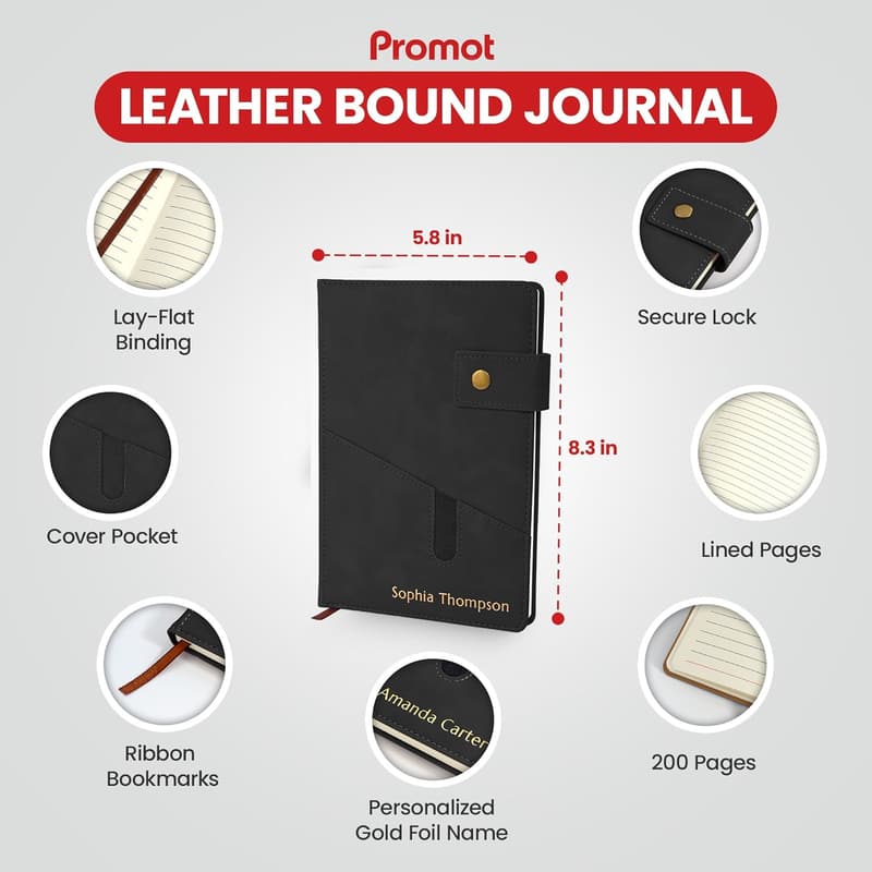 Personalized A5 Leather Journal with Custom Embossing for Men & Women