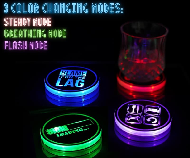 USB Rechargeable LED Gaming Coasters – Perfect Gift for Gamers