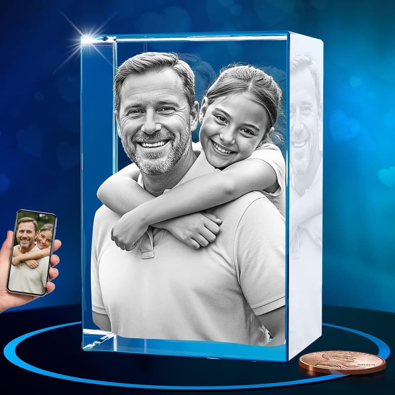 Personalized 3D Crystal Photo Gift for Dad or Couples